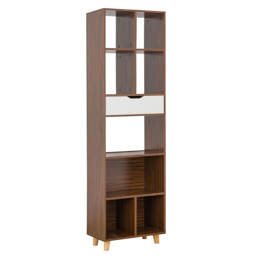 Libreria Scaffale 5 Ripiani 1 Cassetto da Parete, Mobile 55x48x180 cm Bianco e Rovere | Leroy Merlin