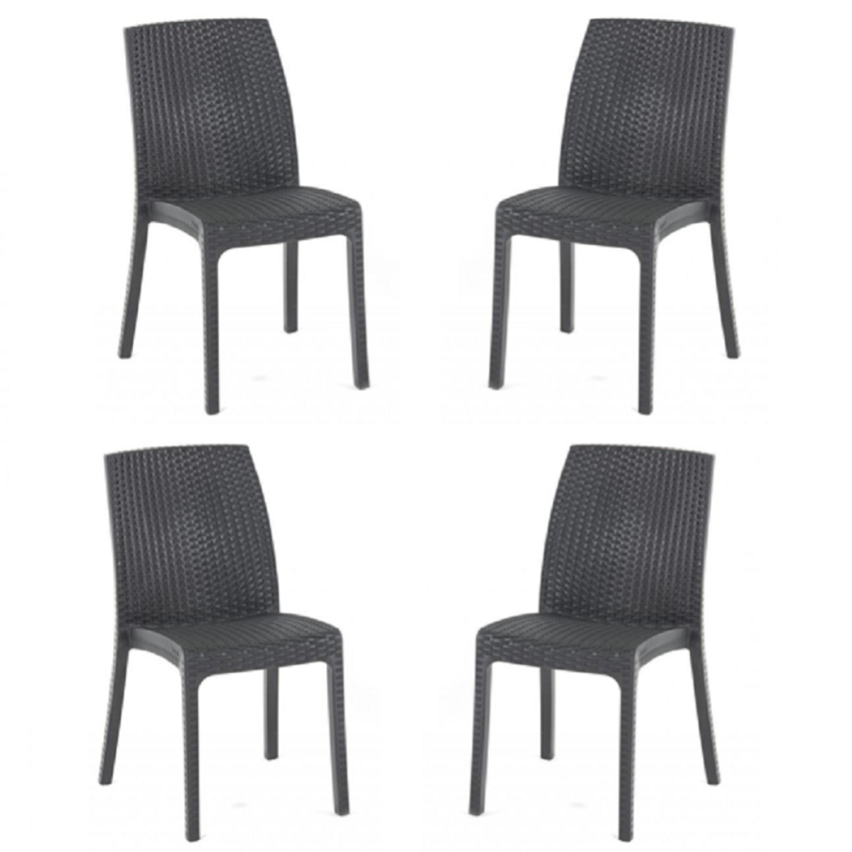 Sedia in polipropilene rattan per esterno VIRGINIA Antracite set 4 ...