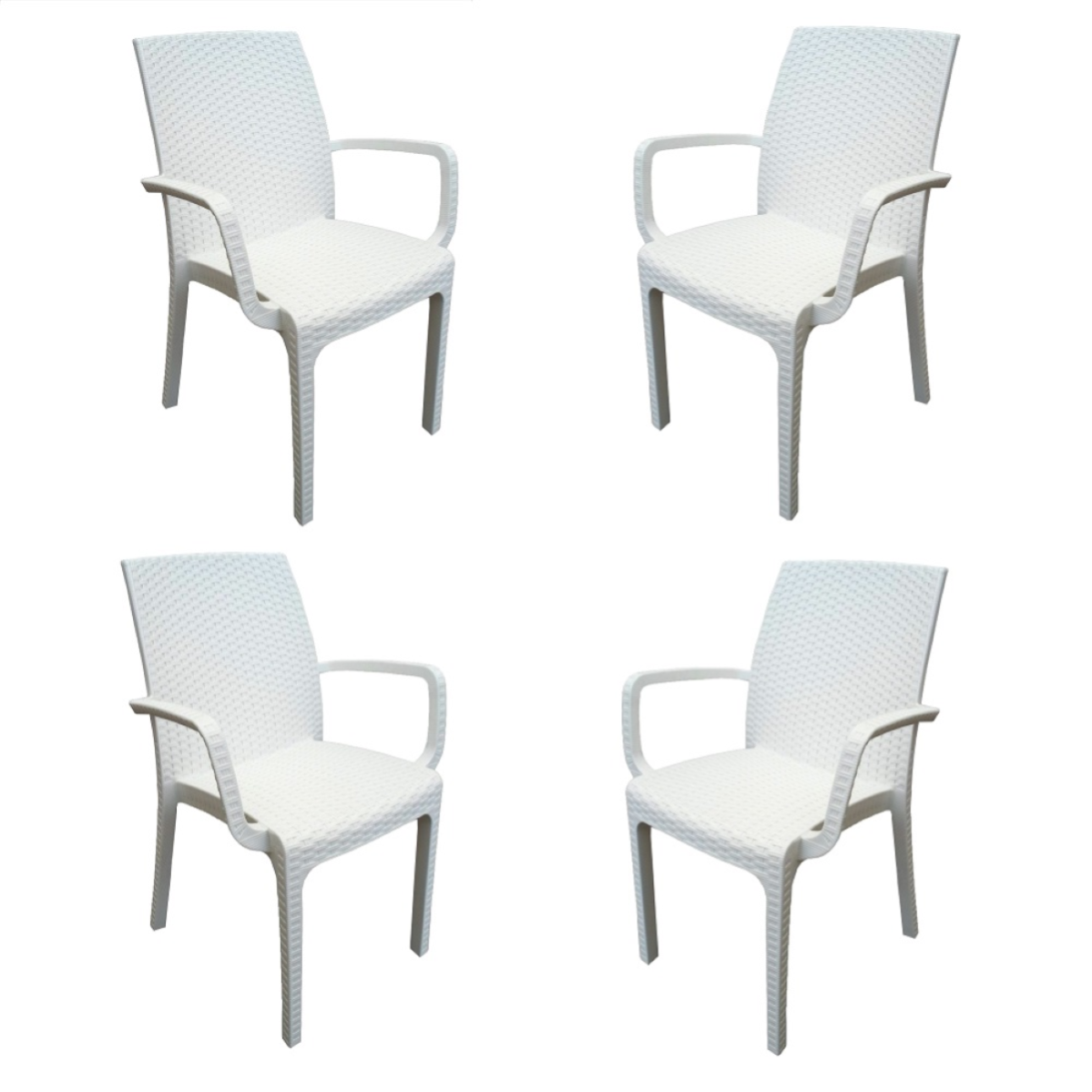 Silla Simil Rattan Apilable Reforzada Plastico Jardin / 6 Un Color Pack