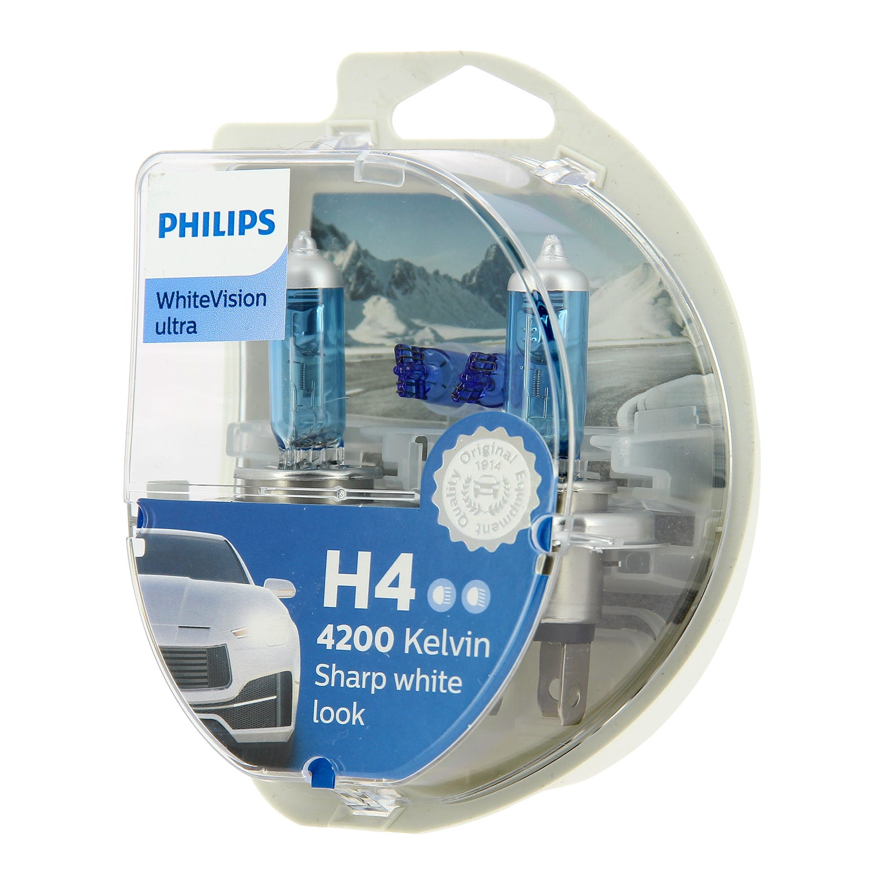 Ampoule halogène PHILIPS WHITEVISION ULTRA 12V H4 60/55W