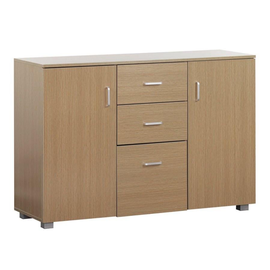 Credenza Cucina WeHome 120x40x70cm - Legno MDF, 3 Ante E 3 Cassetti, Top Rovere, Grigio