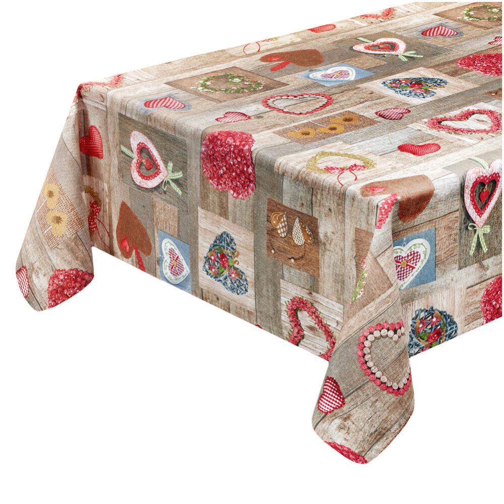 Nappe de Noël en coton avec nœuds et décorations 125x125 Sinfonia Natalizia