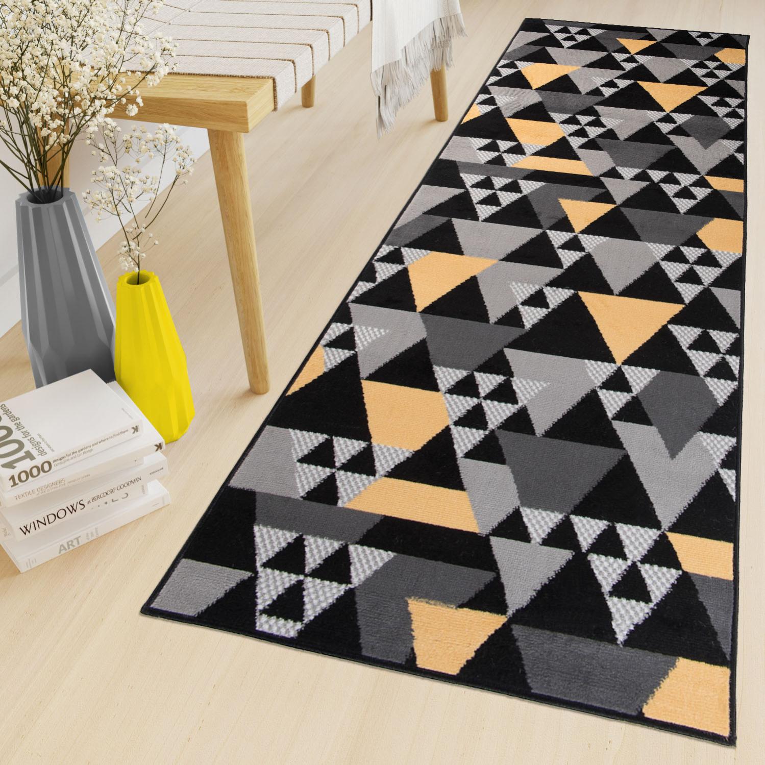Tappeto Runner Cucina Lungo Assorbente 80x220 Cm - Antiscivolo E Lavabile - Design Moderno Geometrico Per Corridoio E Ingresso