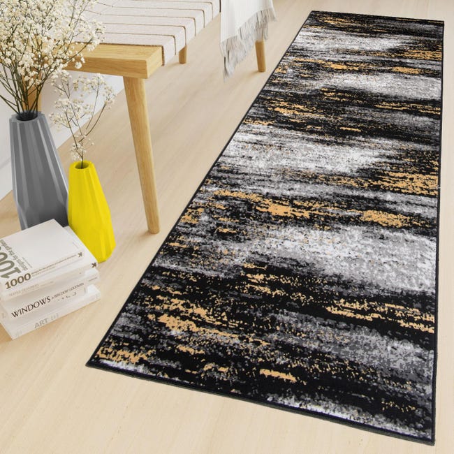 Tapis D'entraînement Gris Et Noir 140x60 Cm - En PVC Résistant, Facile à Nettoyer, Avec œillets