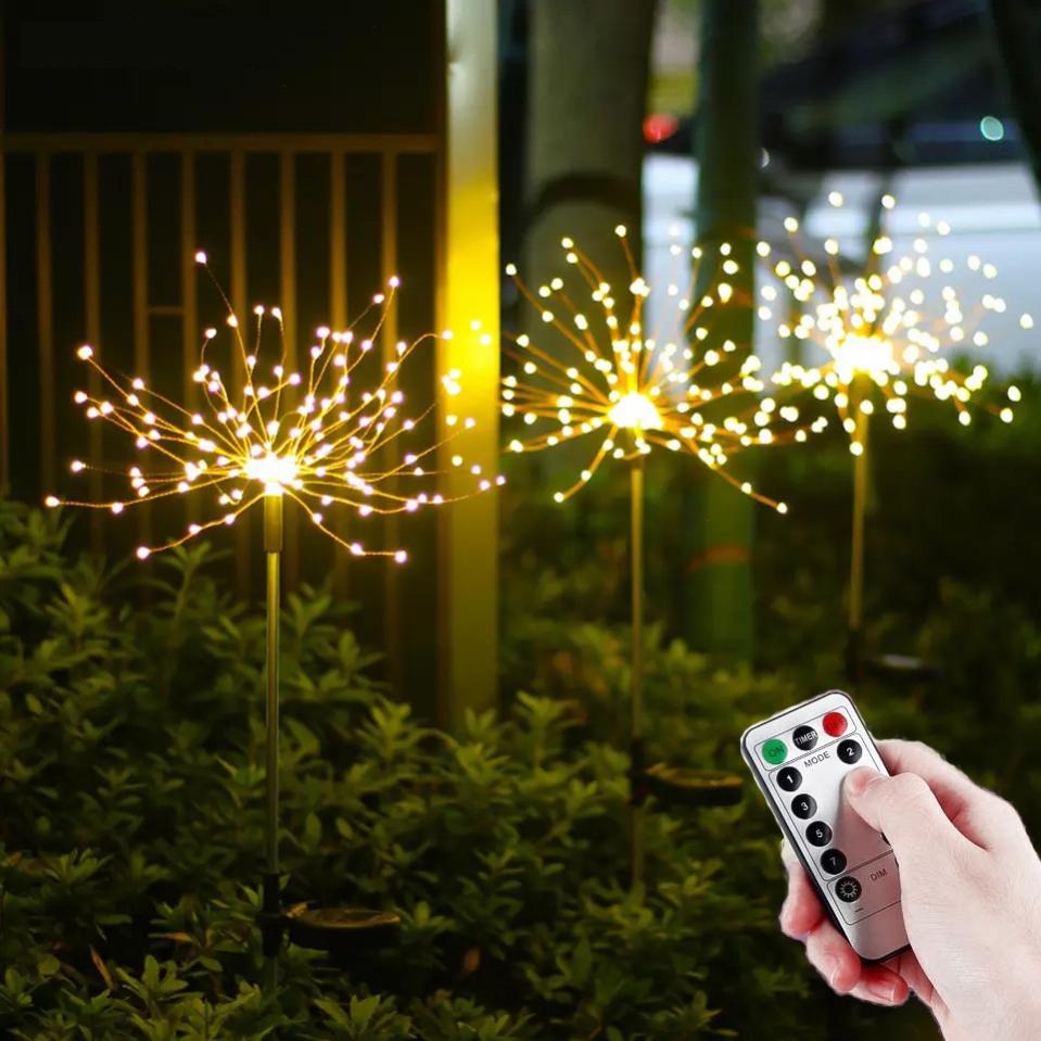 Redefun 2 Pacco Luci Solari A Fuochi D'Artificio Con 120 LED, 8 Modalità, IP65 Impermeabile, Per Giardino, Vialetto, Feste, Multicolore