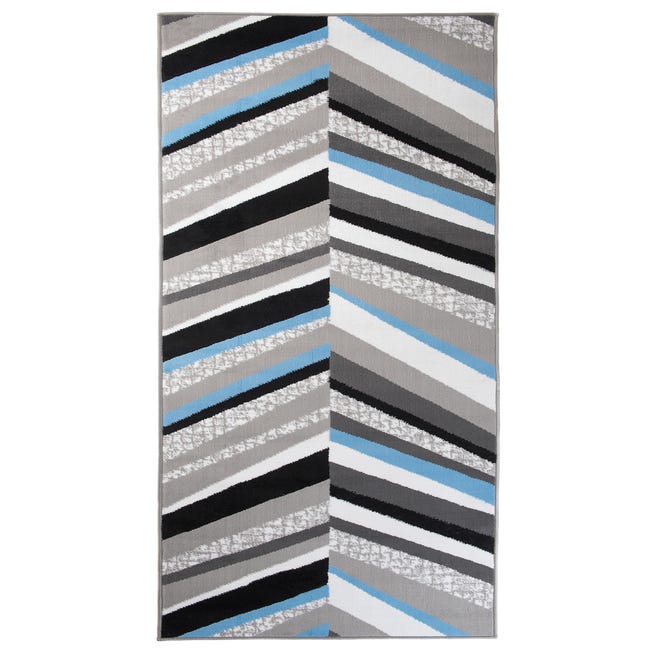 TAPISO Lazur Tappeto Passatoia Moderno Floreale Corridoio Salotto Ingresso  Grigio Blu Pelo Corto 70 x 270 cm