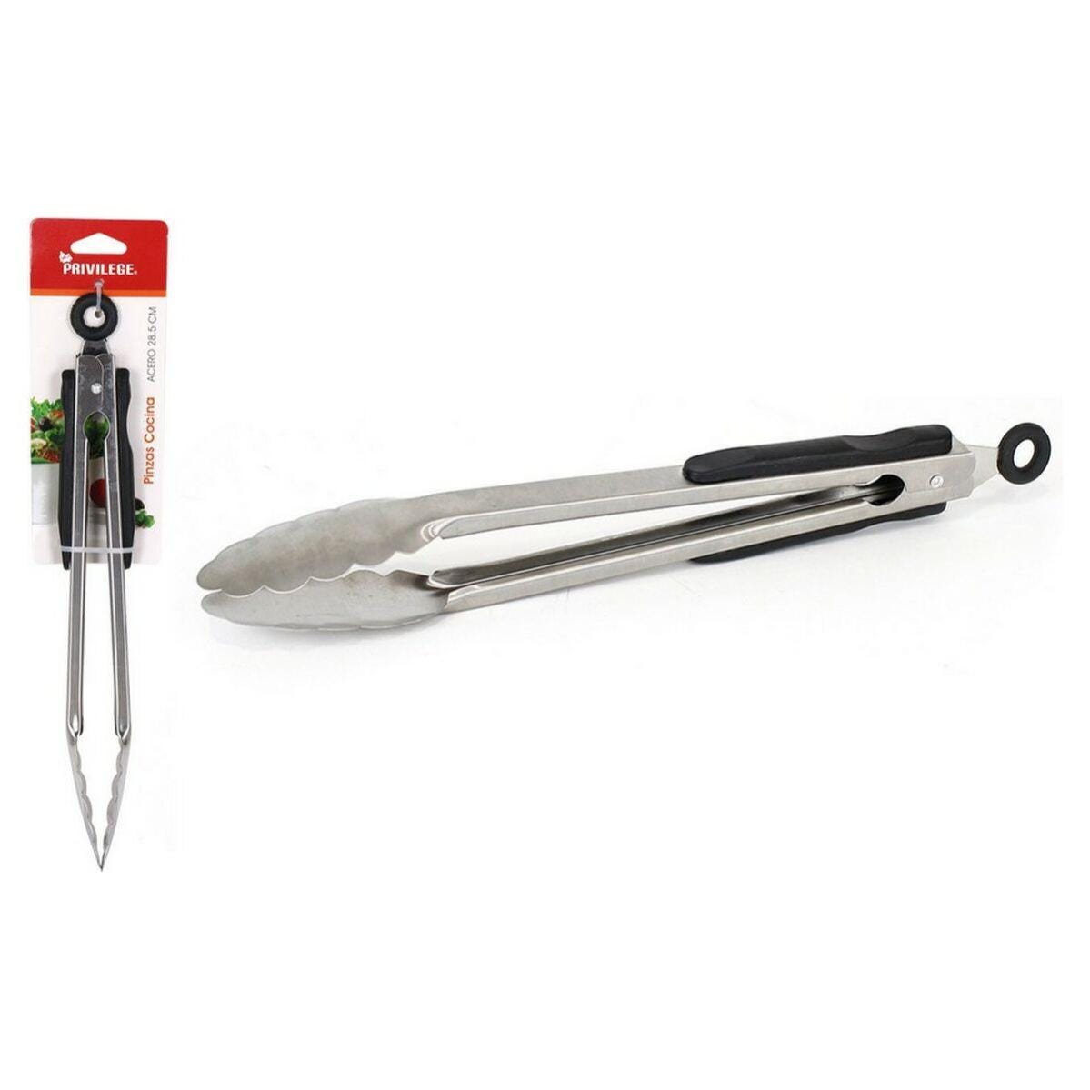 Pinze Da Cucina In Acciaio Inox E Silicone Nero Silk Route Home, Resistenti Al Calore Fino A 230°C, Impugnatura Ergonomica, Lavabili In Lavastoviglie, Per Servire E Cucinare.