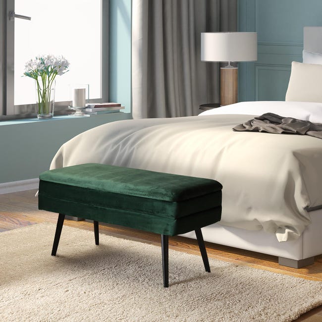 Versa Philadelphia Sgabello a piè di letto Poggiapiedi per la camera da  letto, Verde, 37,5x42x79,5cm