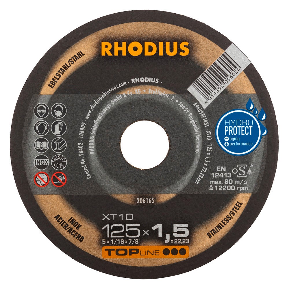 Disques à Tronçonner XT10 125X1,5 X 22,23 TopLine Rhodius (Paquet De 25 ...