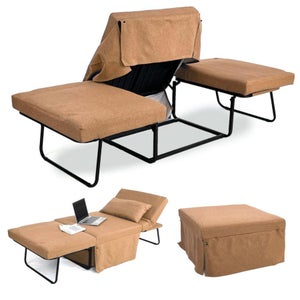Matelas fauteuil-lit pliant fauteuil de relaxation dossier réglable tissu  vert 04_0003100