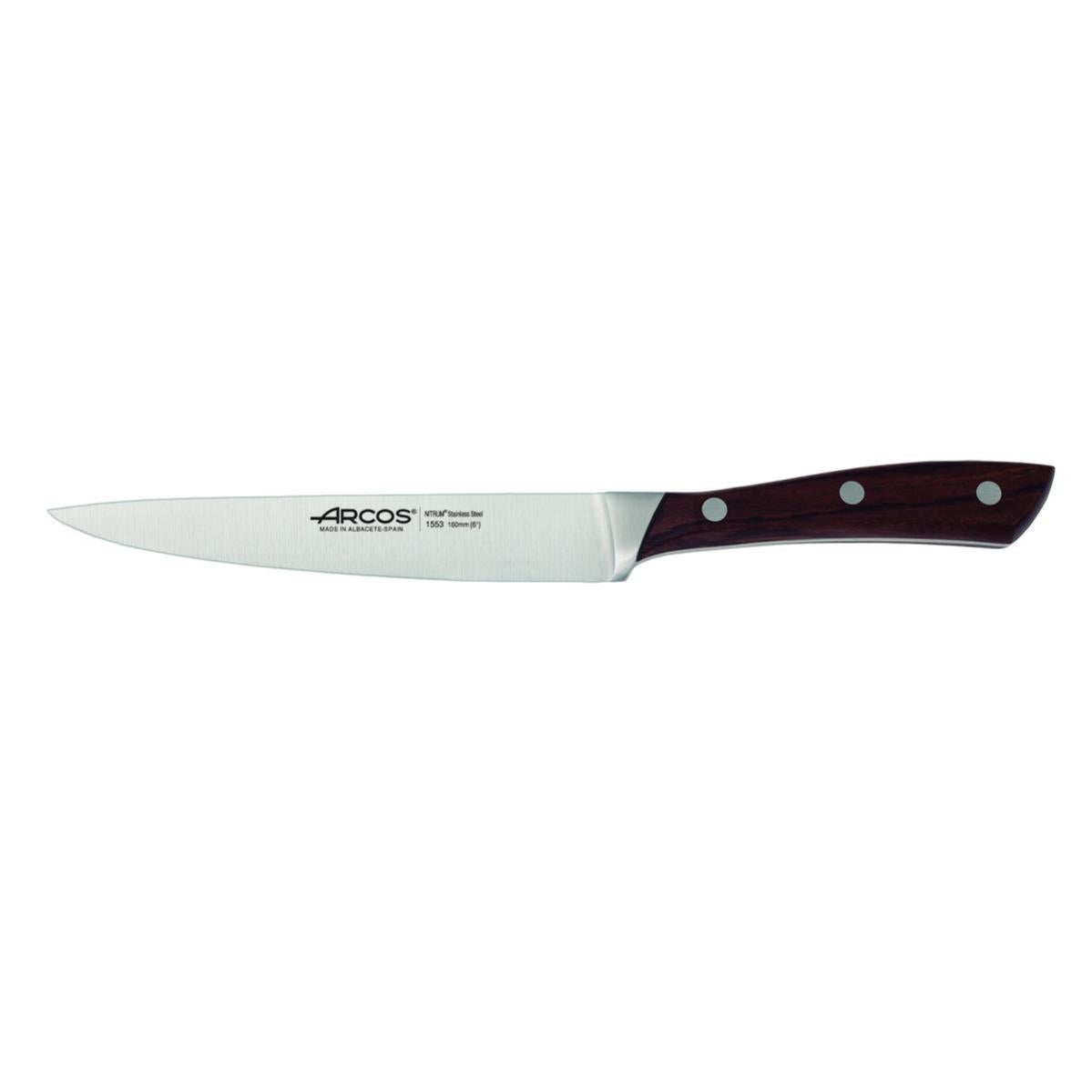 Cuchillo de Cocina Arcos 155310 de Acero Nitrum, Mango de Madera de Palisandro y 16 cm de Hoja en estuche | Leroy Merlin