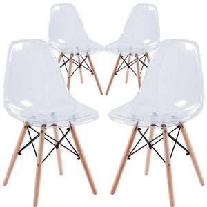 Lot de 4 chaises en plexi transparent avec accoudoirs TOLGA - DIP