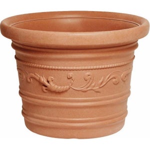 GreenBrokers Vaso Con Gerani Artificiali – Pianta Finta In Terracotta, Altezza 45 Cm, Per Esterno E Interno, UV Resistant