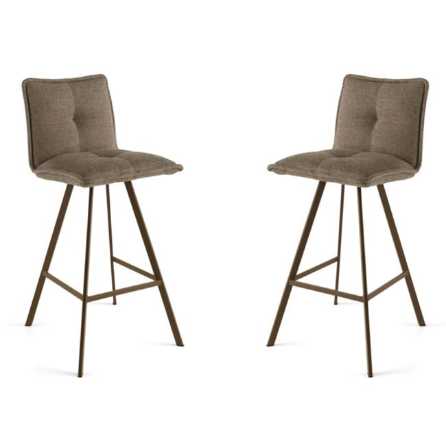 Sgabelli Cucina Alti 66 Cm - Pelle Marrone Caramello, Base Metallo, Moderni, Per Isola O Bar - Foto 7