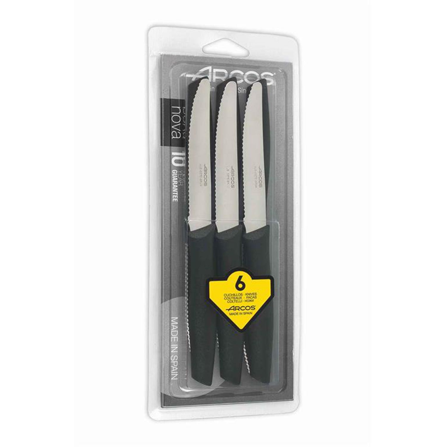 SET DA TAVOLA NOVA - Set di 6 coltelli da tavola con lama seghettata e  punta arrotondata, perfetti per tagliare i cibi a tavola.