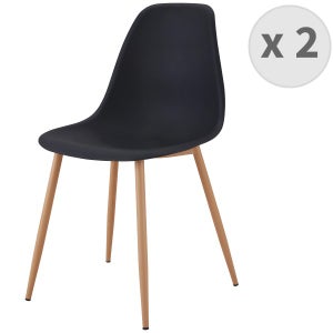 Chaise scandinave en tissu bouclette et pieds en métal noir (lot de 2)  PAMELA - HELLIN