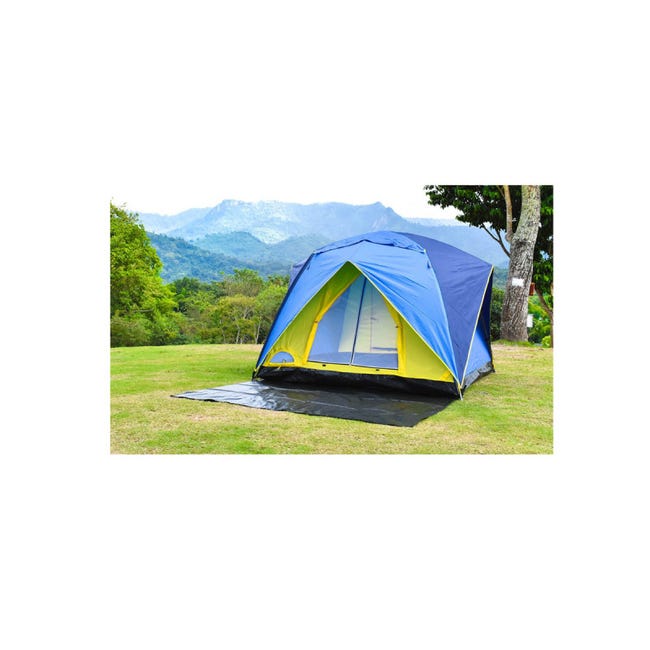 Suelo de rafia azul para camping