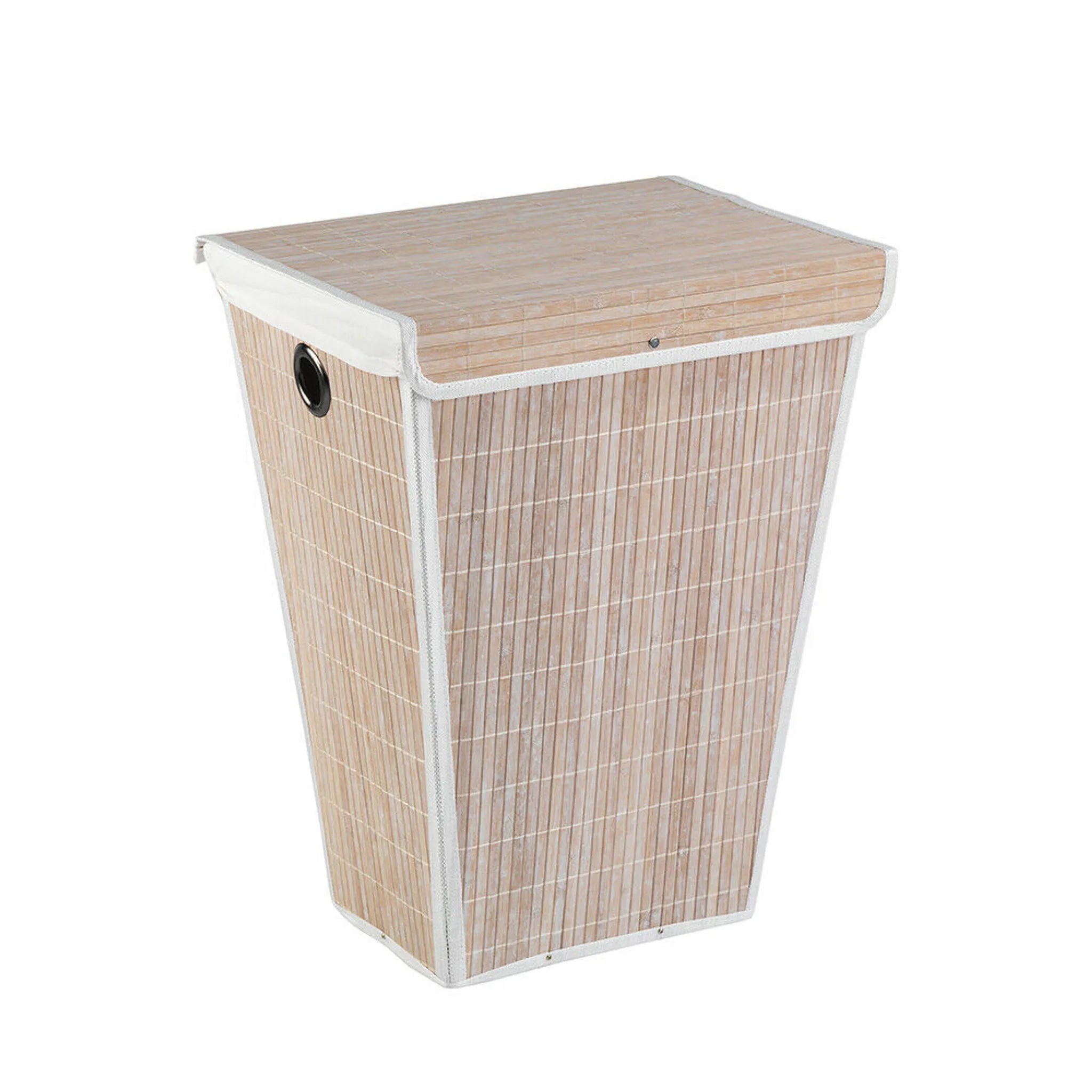 Panier A Linge Bamboo Blanc Conique Leroy Merlin