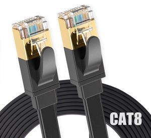 10m Câble Ethernet Plat, Cat7 Câble Réseau avec Plaqué rj45