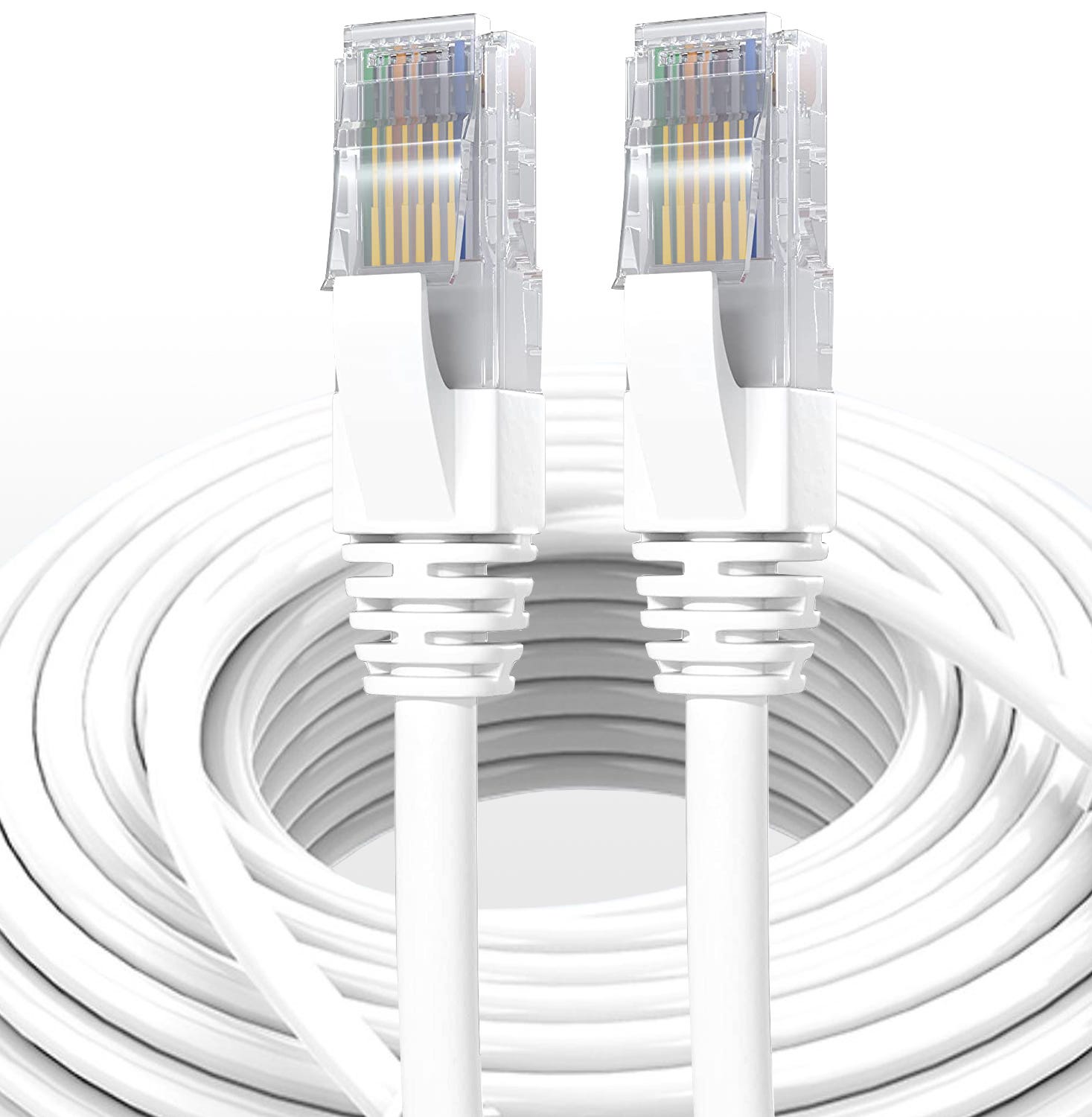 Elfcam® - 0,5m Cat7 Cable Reseau Ethernet RJ45, LAN/WLAN Cable Cat 7 Paire  Torsadee Blindee SFTP 100% Cuivre, Cable Rond, Blanc (0,5M)