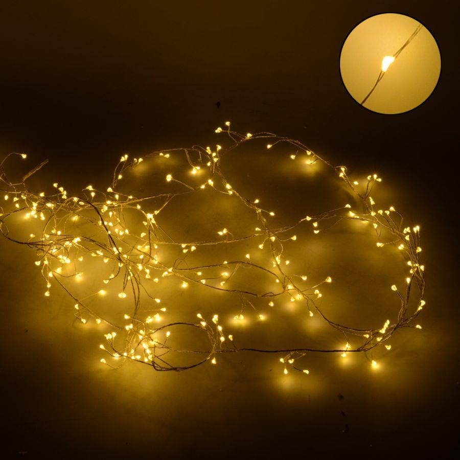 Guirlande lumineuse LED intérieure 13 m fixe 160 LED blanc chaud