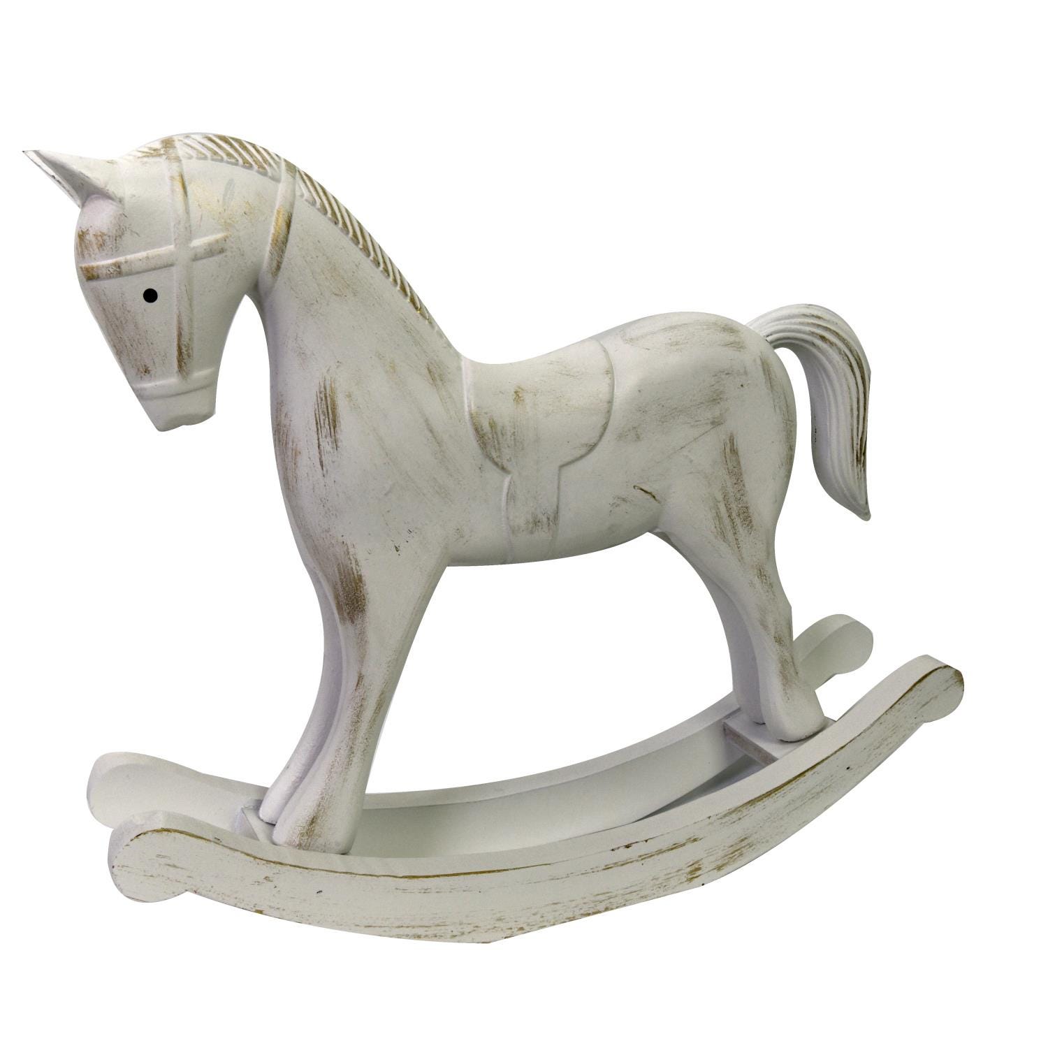 Cavallo a dondolo legno bianco cm26,5x6,5h23