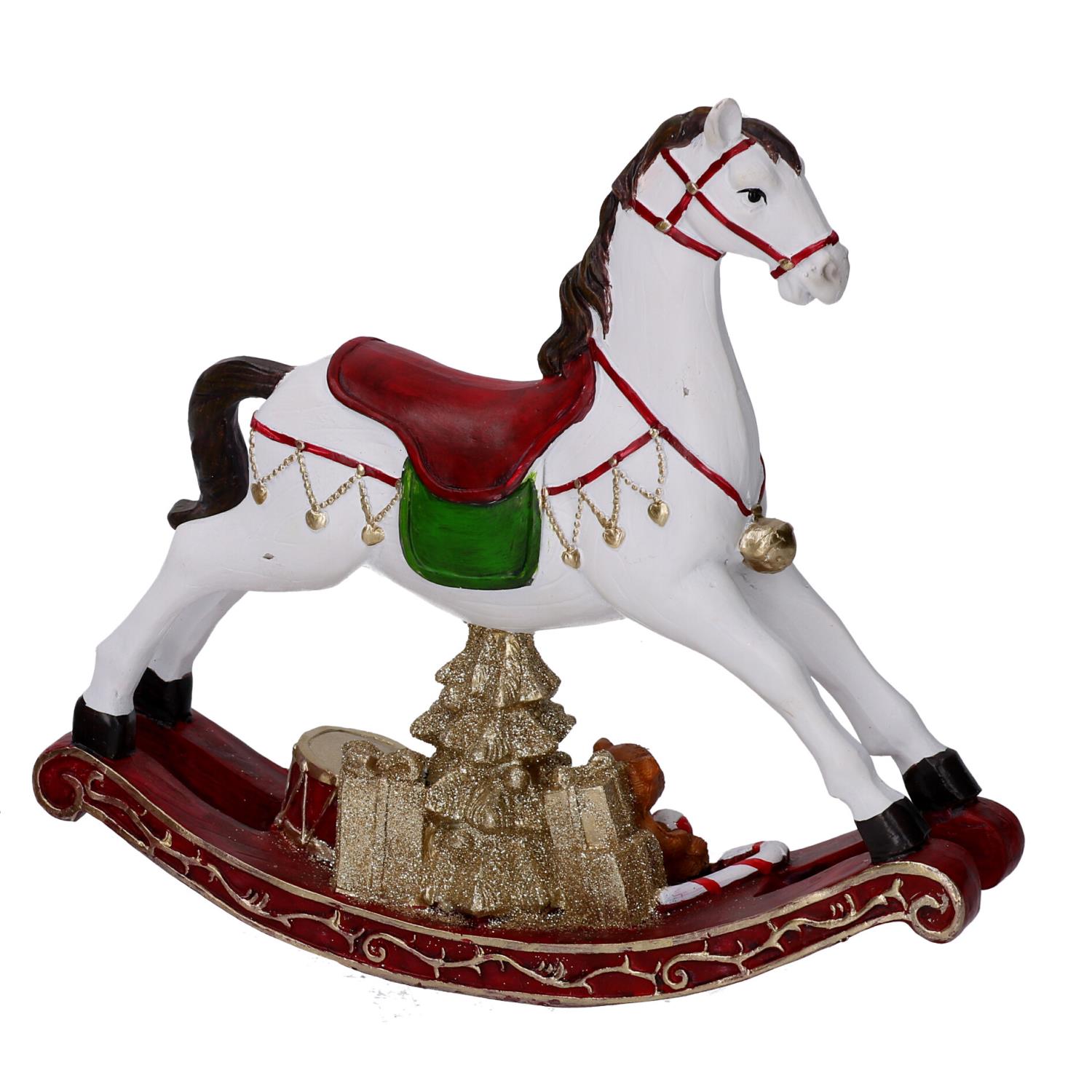 Cavallo a dondolo legno bianco cm 42x8xh31