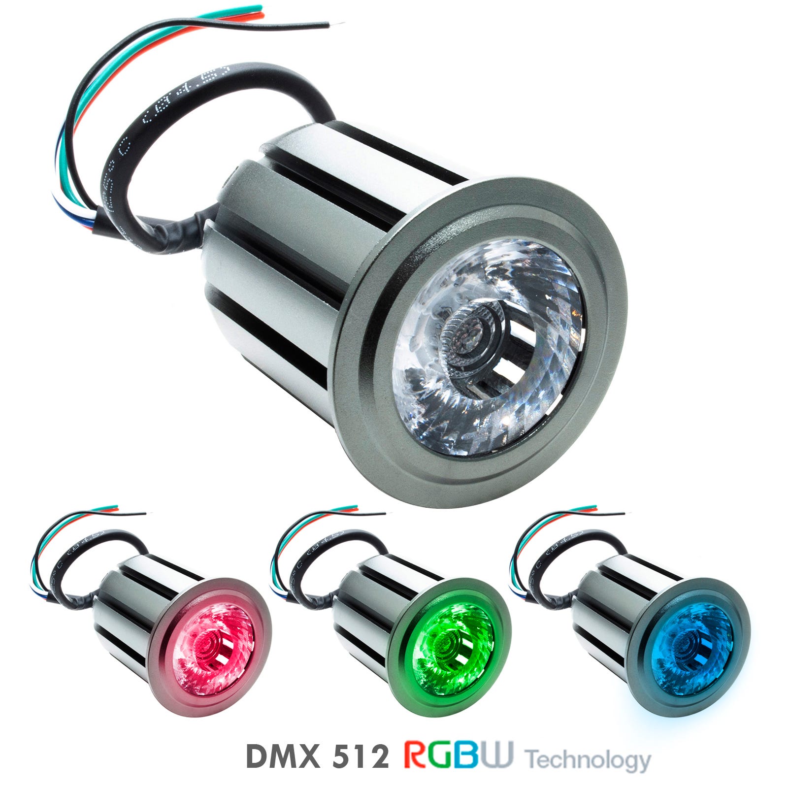 Spot LED SPOT 12W RGB RGBW DMX512 lampe spot synchronisable 24V lumière de  thérapie de couleur 50mm 5 fils RGB+3000K