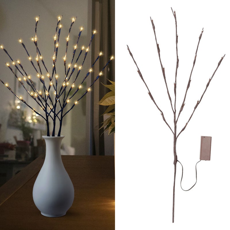 LED Lumineuses Branches éclairées 3 pièces avec 60 LEDs Décorations de Noël  lampe pour la maison de vacances fête Marron 70cm