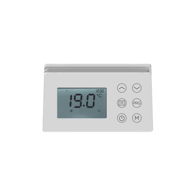Radiateur électrique fixe 1500w à inertie en fonte horizontal blanc - ecran  lcd - thermostat intégré - détecteur de