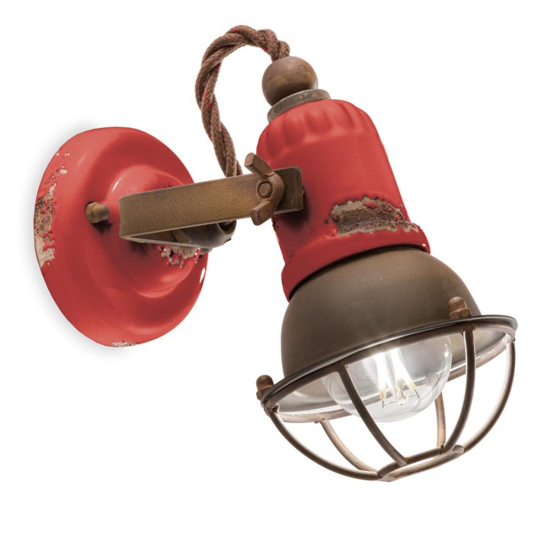 Applique rustico ferroluce retrò vintage c291 e27 led ceramica lampada