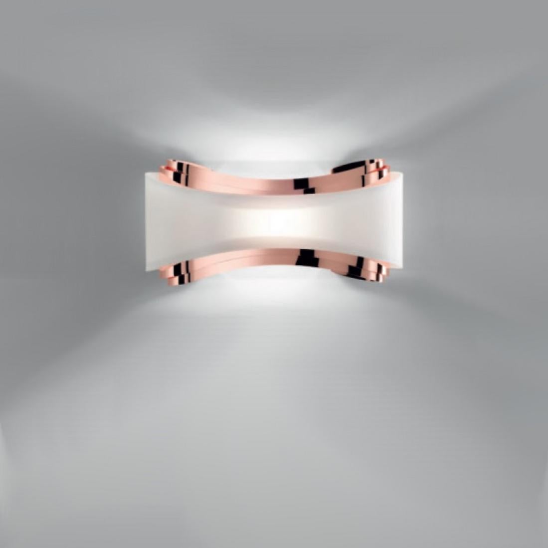 Applique Da Parete Selene - Design Artistico In Fasce D'Acciaio, Finitura Rame, 80W, Lampadina LED Non Inclusa