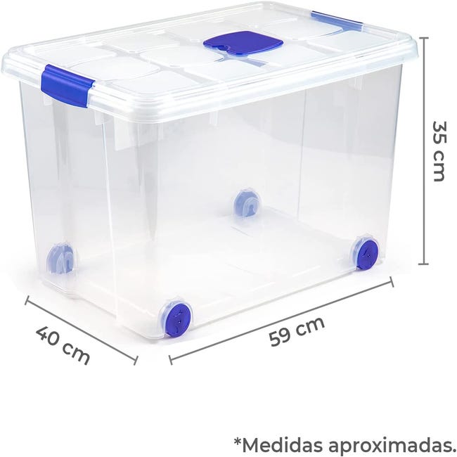TIENDA EURASIA® Cajas de Almacenaje de Plastico - Lote 3 Cajas Apilables  con Tapa Abatible y