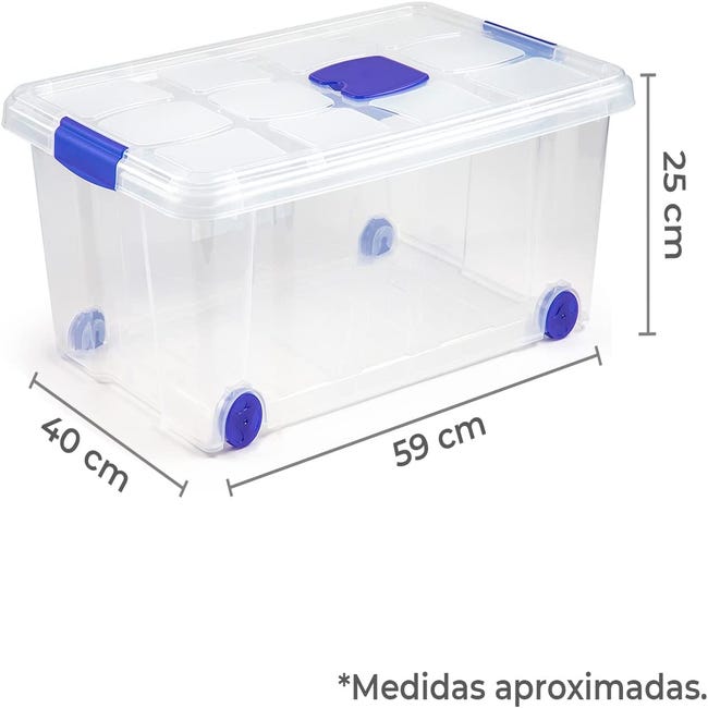 Caja plástico con ruedas, dimensiones:39X80X50cm 115 litros