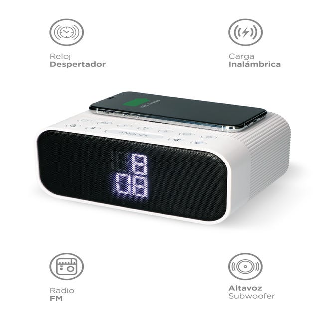 Radio Reloj Despertador Digital Fm, Altavoz Bluetooth De 7 C