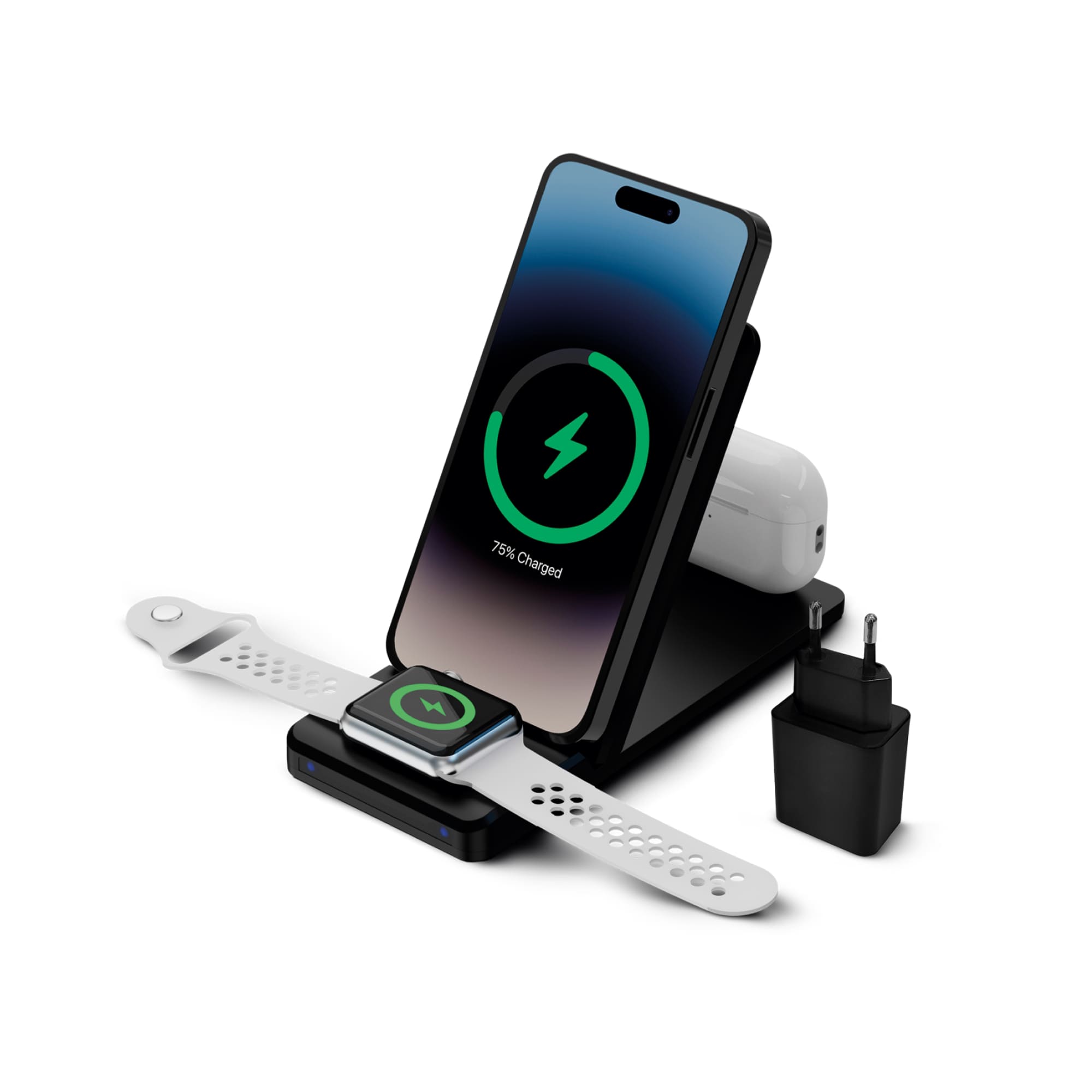 Batería externa inalámbrica de 15 W para iPhone y Apple Watch, USB