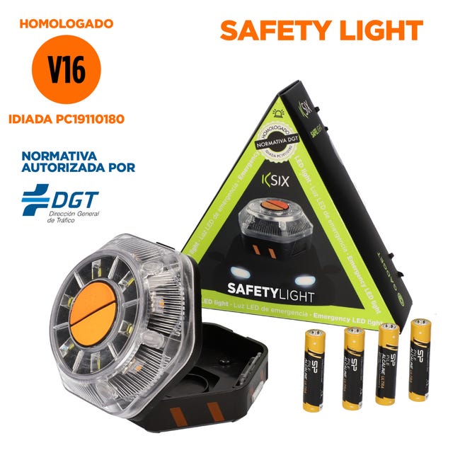 Pack de 2 luces de emergencia para coches y motos Ksix, Placa magnética,  Luz amarilla y blanca, Homologada