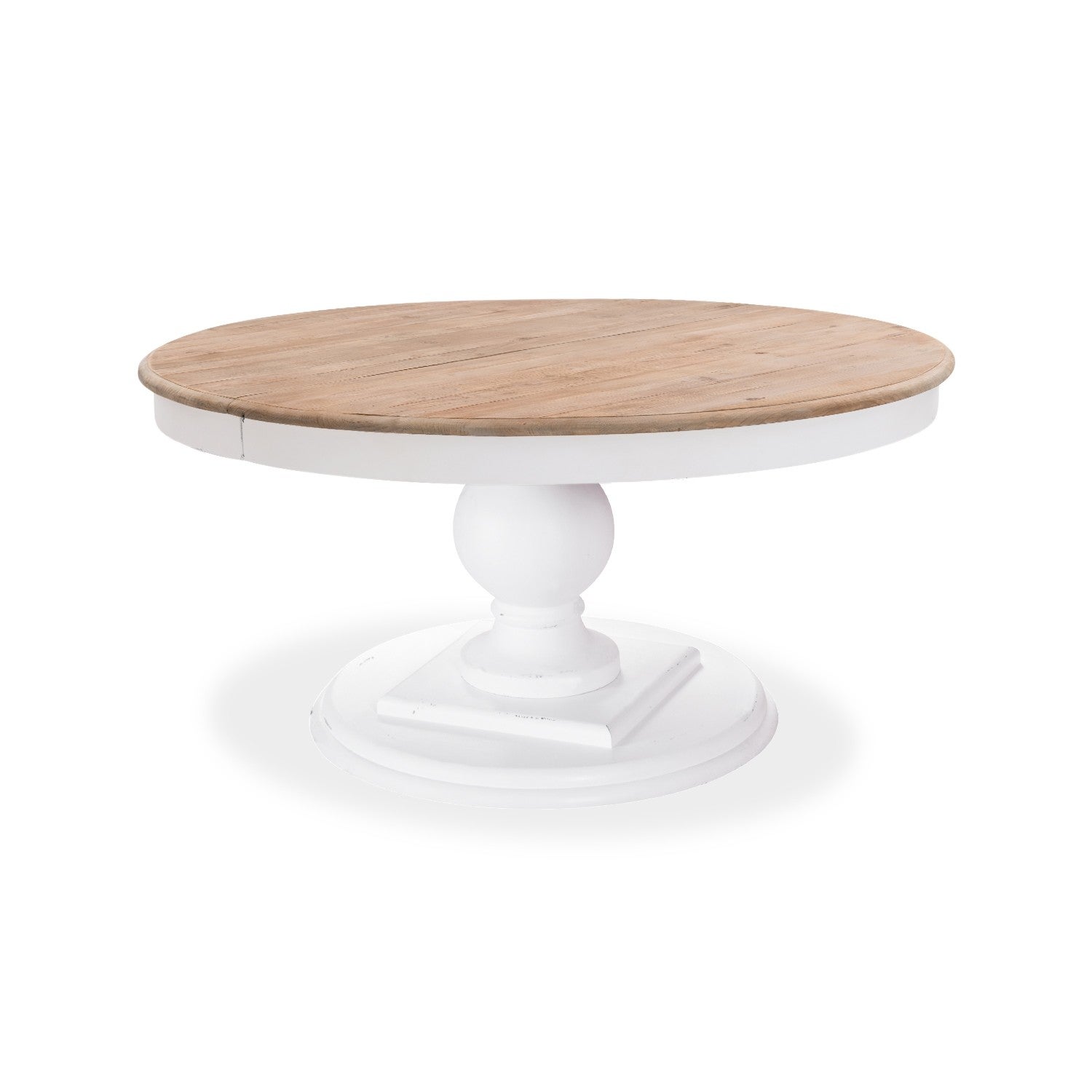 Soldes - Table ronde en pin massif blanc vieilli 2 personnes