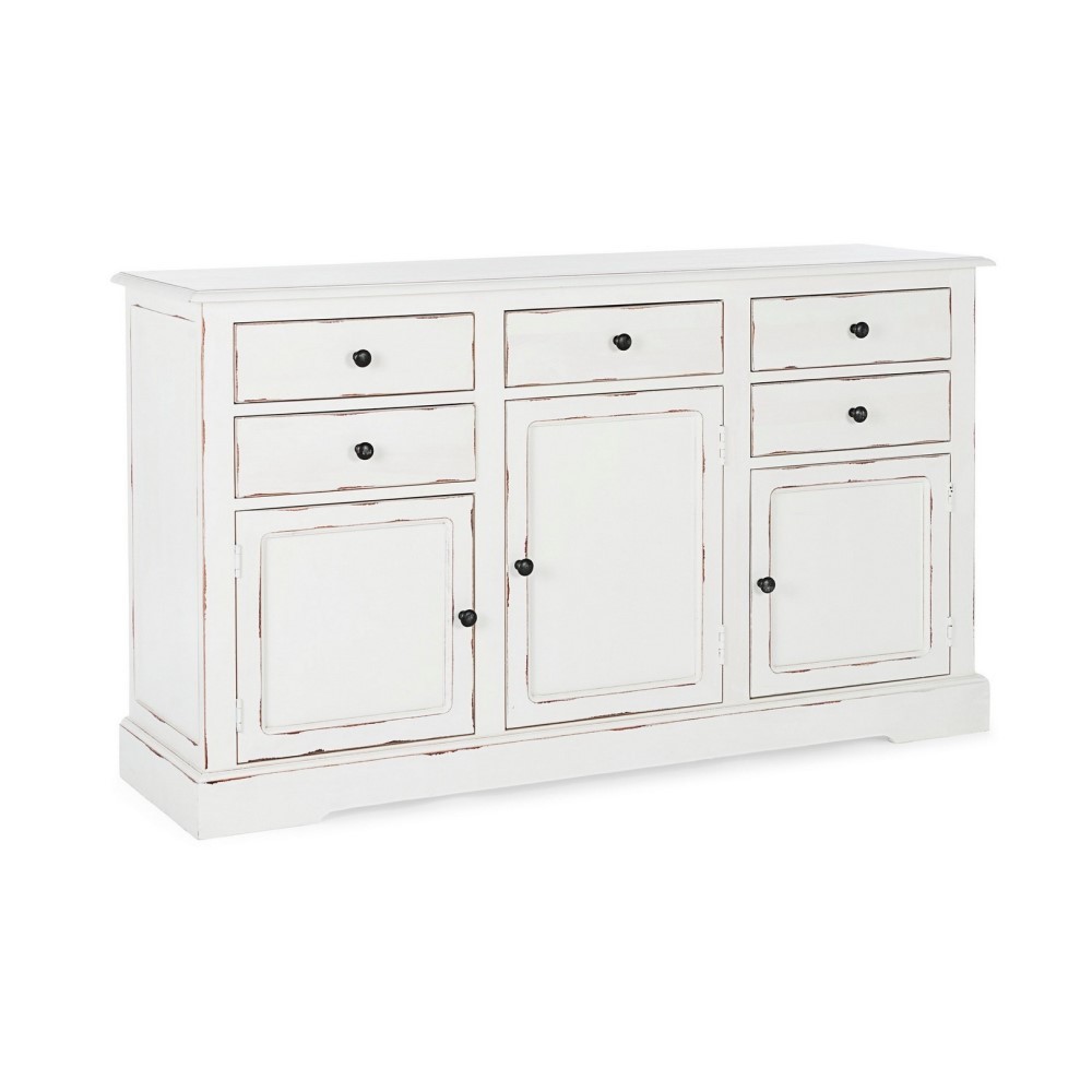 Credenza rustica 3 ante 5 cassetti Jefferson bianco Leroy Merlin