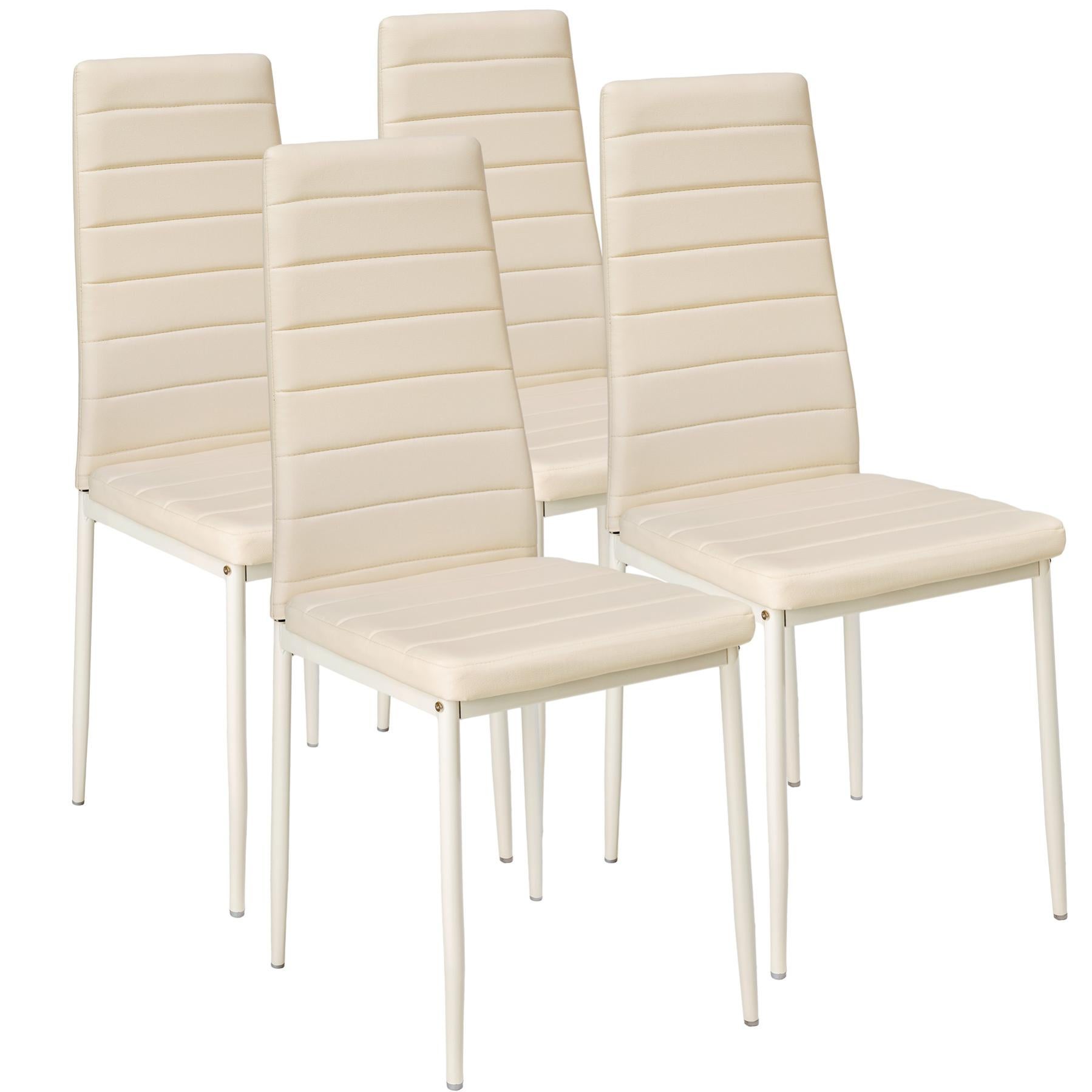 TecTake Set 6 Sedie Da Pranzo Moderne – Effetto Velluto Bianco Avorio, Gambe Acciaio, Ergonomiche, Impilabili E Antiscivolo