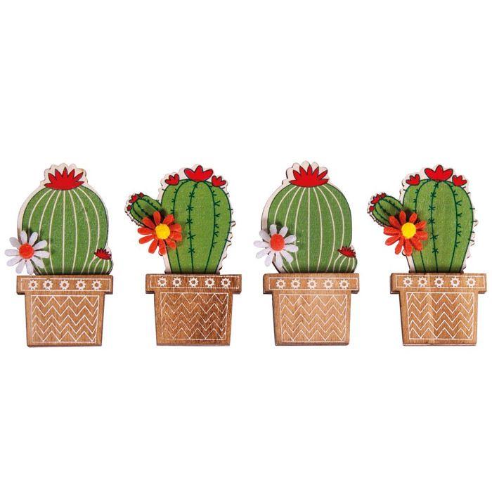 4 autocollants en bois Cactus 6,1 cm - Rayher