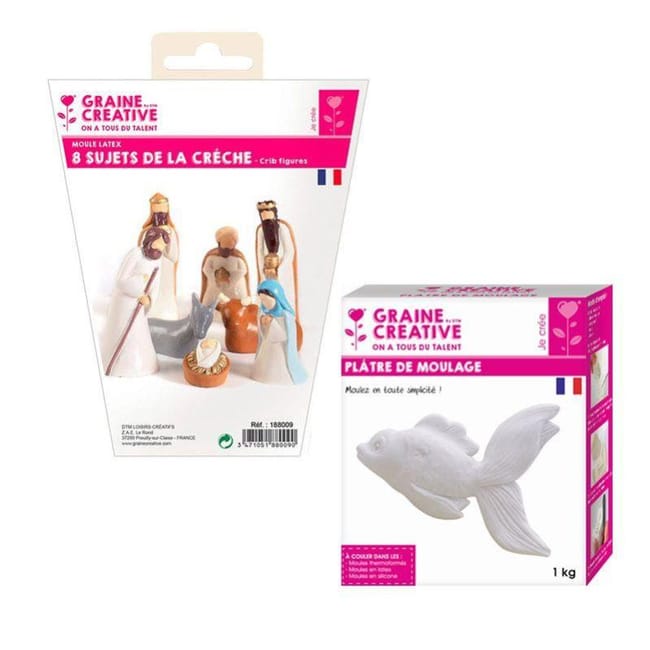 8 moules en latex Santons - Crèche de Noël + Plâtre 1 kg - Graine 8 moules en latex Santons - Crèche de Noël + Plâtre 1 kg - Graine