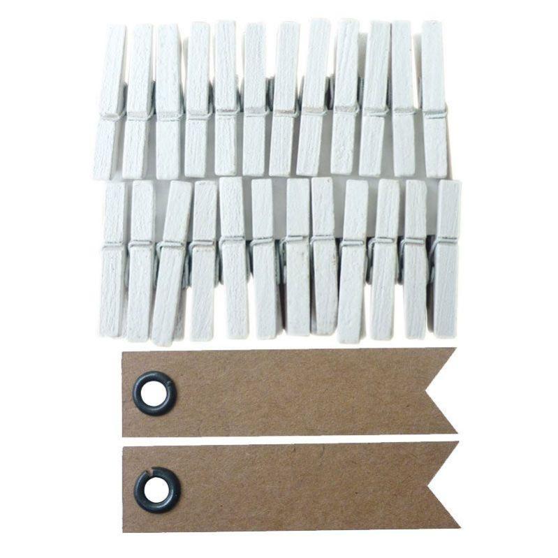 VijarCrea Set 100 Mollette Legno Bianco + Spago Iuta 100m - Per Foto E Decorazioni - Foto 7