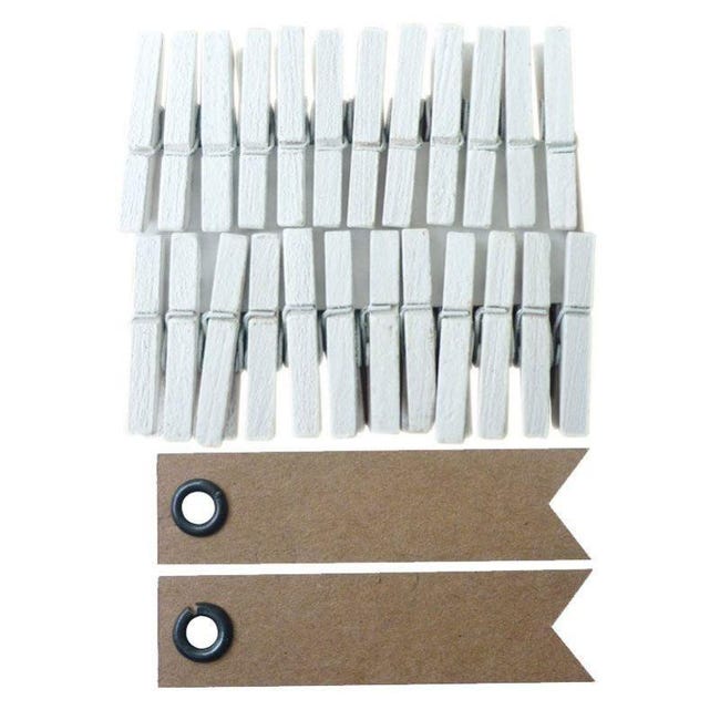 VijarCrea Set 100 Mollette Legno Bianco + Spago Iuta 100m - Per Foto E Decorazioni - Foto 7