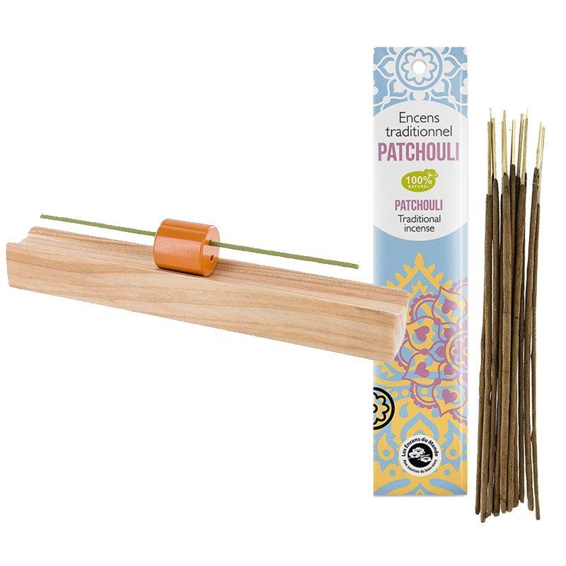 Porte-encens En Bois Précieux Hinoki + Encens Indien Au Patchouli - Les ...