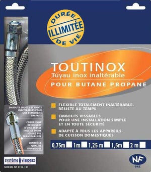 Flexible gaz inox Tubinox butane/propane à embouts mécaniques  Sanitaire-distribution