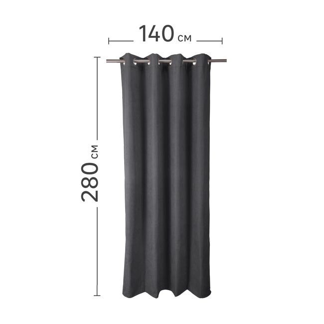 INSPIRE - Tenda termica oscurante RAGNAR - Effetto velluto grigio - L.140 x  H.280 cm - Poliestere