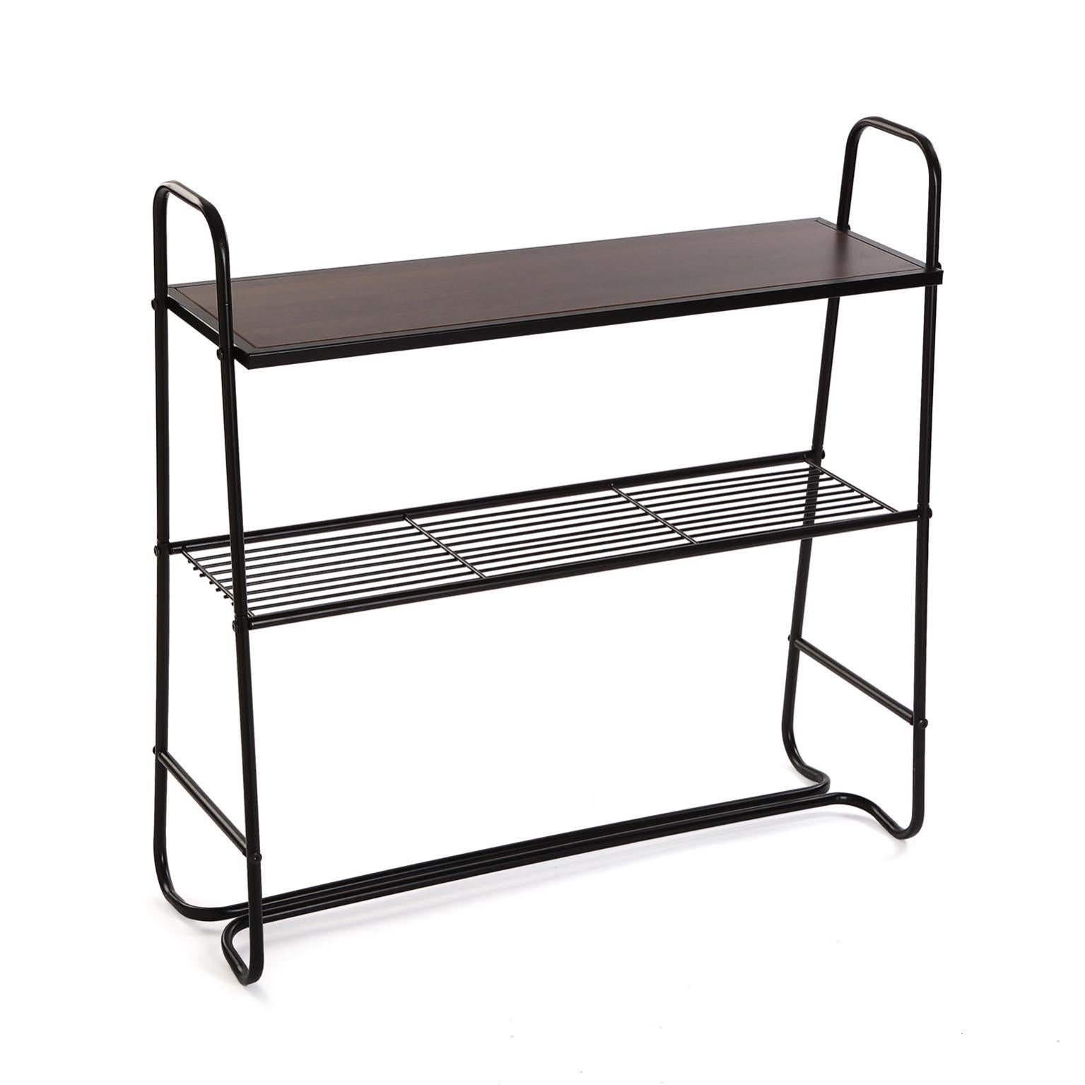 WOHOMO Tavolo Consolle Stretta 80x30x80 Cm – 3 Ripiani, Stile Industriale Grigio E Nero, Per Ingresso, Soggiorno, Corridoio - 2
