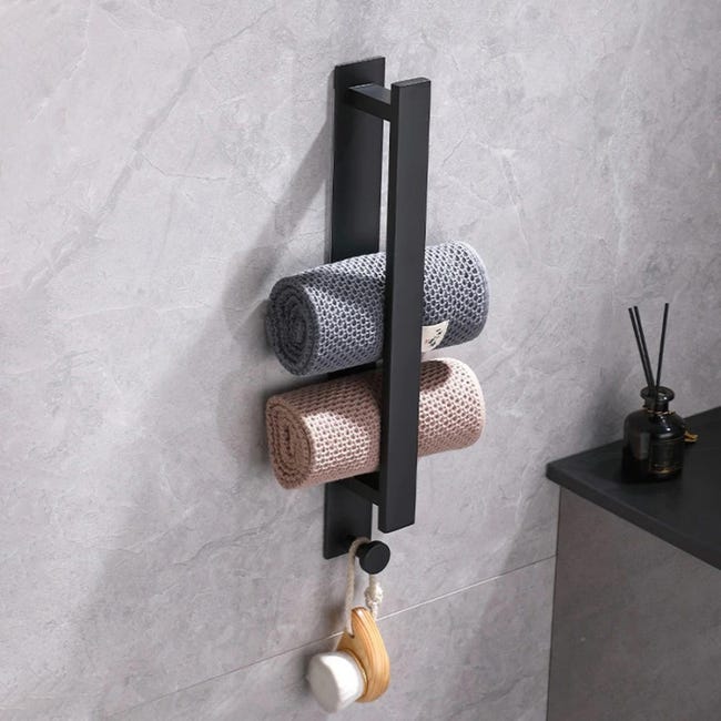 Secador de toallas de pared adhesivo 40 cm, instalación vertical u  horizontal