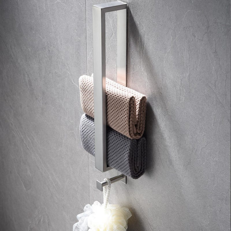 Secador de toallas de pared adhesivo 40 cm, instalación vertical u